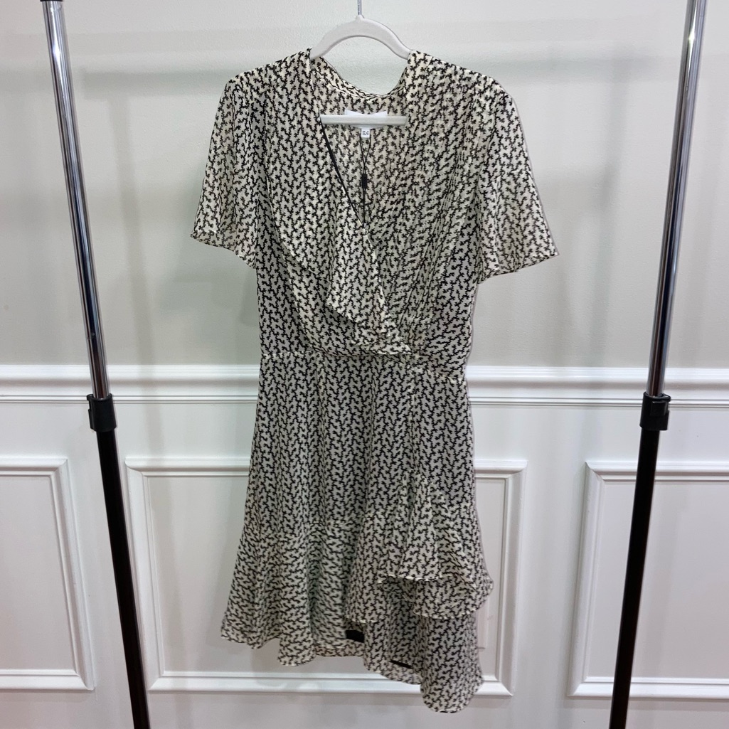 Reiss Paris Printed Mini Ruffle Dress Size 0 Nwt